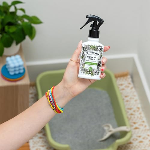 PET-POURRI SMELL YA LITTER CAT LITTER DEODORIZER SPRAY, PURRFECTLY BAMBOO 3.4 FL OZ, UP TO 170 USES, PET ODOR REMOVER WITH ESSENTIAL OILS FOR AIR, CARPET, URINE, VET RECOMMENDED, BERGAMOT BAMBOO SCENT