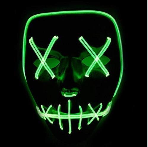 Homgomco The Purge Election Year LED Light Up Mask Festival Halloween Costume (green)