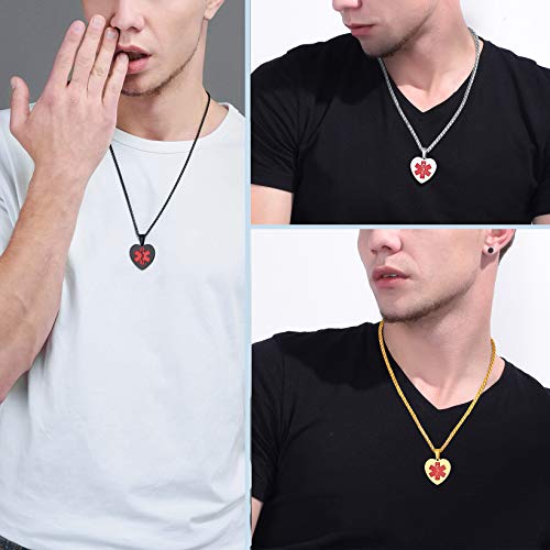 Supcare Heart Pendant Necklace Customized Engraved Medical Alert ID Tag Necklace Jewelry, Personalized Engraving Stainless Steel Medical Emergency Identification Jewelry for Women/Men/Kids