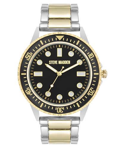 Steve Madden Reloj para Hombre con Pulsera, Bicolor/Negro