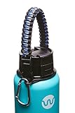 WaterFit Paracord Carrier Strap Cord with Safety Ring and Carabiner for 12-Ounce to 64-Ounce Wide Mouth Water Bottles