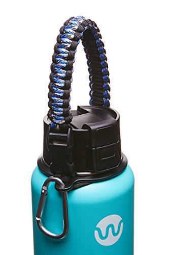 WaterFit Paracord Carrier Strap Cord with Safety Ring and Carabiner for 12-Ounce to 64-Ounce Wide Mouth Water Bottles