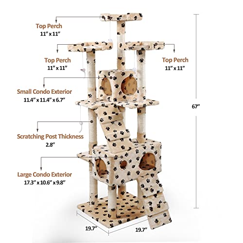 COZIWOW 67” Tall Cat Trees and Towers with Scratching Posts Condos