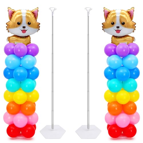 Chamvis 2 Set Balloon Column Kit - 6.56 feet Balloon Column Stand with Base for Baby Shower, Birthday Party, Graduation, Wedding Kids Party Centerpieces Decorations