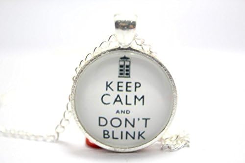 Pretty Lee 2015 Fashion Keep Calm And Don'T Blink Doctor Who Necklace Glass Cabochon Necklace Christmas gift