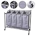 Laundry Sorter Cart 4-Bag Classics Rolling Laundry Hamper, Sturdy Frame with 60KG Weight Capacity, Gray