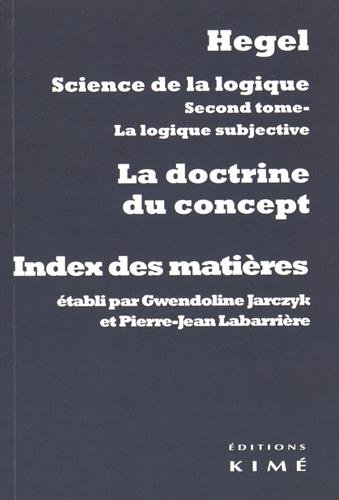 LA  DOCTRINE DU CONCEPT. INDEX DES MATIÈRES