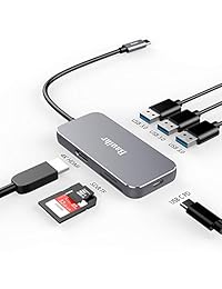 Bauihr - Adaptador USB C Hub 7 en 1 con puerto de carga tipo C, puerto HDMI, puerto 3USB 3.0, lector de tarjetas SD y Micro SD para MacBook Pro, Galaxy S8 Ultra Slim USB-C Hub