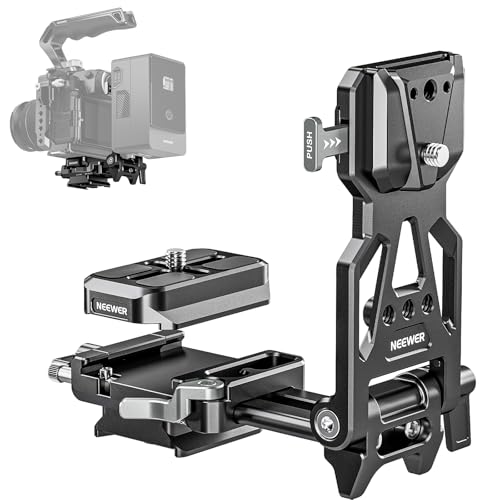 NEEWER Placa de batería Plegable de Montaje en V con Placa Base de camara Tipo Arca para cardan RS4 RS3 y trípode, Equipo de Video Ligero para camara DSLR Compatible con batería y Jaula SmallRig V
