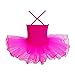 FEESHOW Girls' Gymnastic Camisole Leotard Ballet Dance Dress Tutu Skirt Ballerina Dancing Costumes Rose 5-6