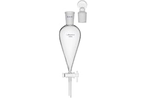 Labasics Borosilicate Glass 250ml Conical Separatory Funnel with PTFE Stopcock, 250mL