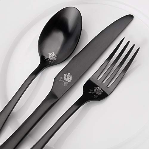 Matte Black Silverware Set,Satin Finish 20Piece Stainless Steel