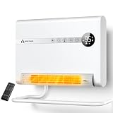 Wall Heater, Space Heater for Bedroom, 1500W PTC Fast Heating Electric Heaters for Indoor Use, 30° Oscillation, Adjustable Thermostat, 24H Timer, Remote Control, Desk or Wall Mounted Heater for Office