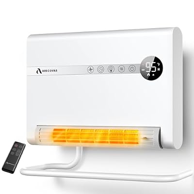 Wall Heater, Space Heater for Bedroom, 1500W PTC Fast Heating Electric Heaters for Indoor Use, 30° Oscillation, Adjustable Thermostat, 24H Timer, Remote Control, Desk or Wall Mounted Heater for Office