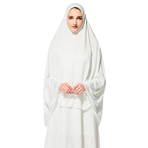 Zhengpin Women's Muslim Ramadan Soft Lightweight Jersey Hijab Long style Scarf (White, XL)
