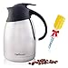 Thermal Insulated Coffee Carafe Pitcher 51 Oz - Vacuum Double Walled Stainless Steel Thermos Butler – Hot Chocolate Coffee Water Tea Beverage Server With Brush by Coffmax