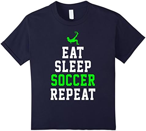 Kids Eat Sleep Soccer Repeat Funny Shirt Gift for Soccer Player 10 Navy