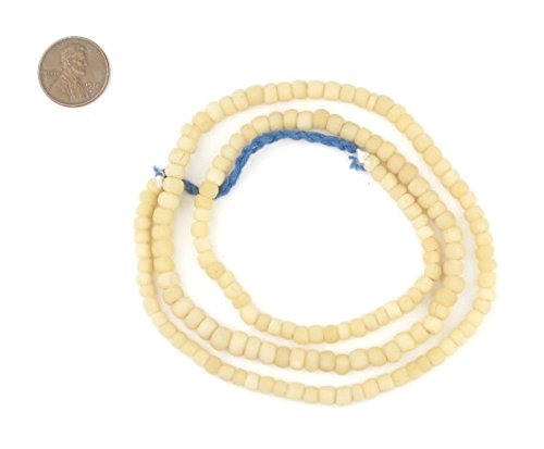 TheBeadChest Indonesian Glass Beads, Small Java Bali 4mm Spacers Jewelry Making Supplies for Necklaces, Bracelets, DIY Crafts (Honey Beige)