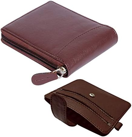 Men's Brown Wallet and Brown Card Holder Combo-1657+004