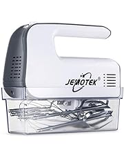 JEMOTEK Hand Mixer Electric, 5-Speed Lightweight Handheld Mixer, 400W Power Hand Mixers Kitchen Handheld with Storage Case and 5 Stainless Steel Accessories for Whipping Cookies, Cakes, Dough Batters