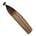 Sunny Hair 18inch Nano Bead Hair Extensions Human Hair Dark Brown Balayage Nano Hair Extensions Human Hair Invisible Nano Tip Hair Extension for Wedding 50g