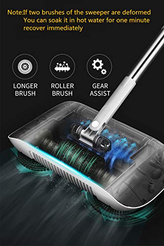 Rayzi Household Cleaning 360 Hand Push Automatic Sweeper Broom - Including Broom & Dustpan & Trash Bin - Non Electric for Tile,Marble, and Hardwood, 2 x Cloth (Pink)
