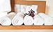 Spa Towels & Wood Tray Set: 6 pack Pure White 100% Cotton Washcloths (Bamboo Wood)
