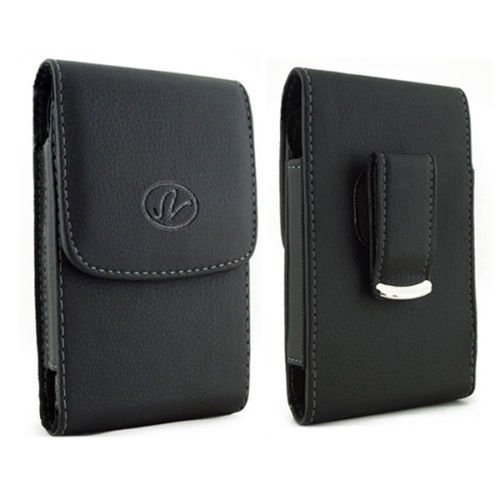 Vertical Leather Black Swivel Belt Clip Pouch Holster Case For Alcatel OneTouch POP Icon OneTouch POP S7 7045Y Fits with Otterbox Commuter/Defender or Thick Armor Hybrid Case On Cover Fit / Over Size / XL / XXL)-Sold By MechSoft