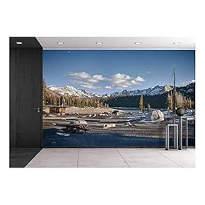 Landscape with Tree and Hut in Winter - Removable Wall Mural | Self-Adhesive Large Wallpaper - 66x96 inches