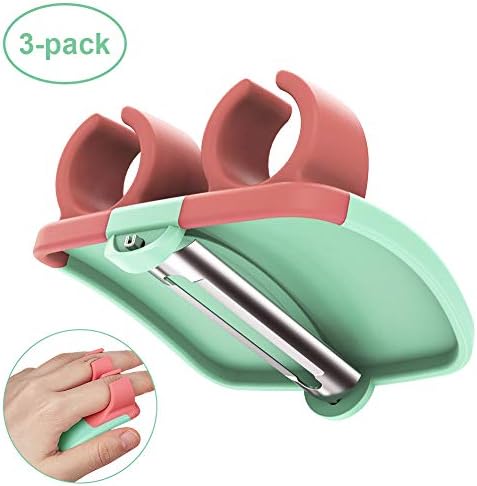 Merssyria Vegetable Peeler (Set of 3), Sharp Blade Palm Peeler,Hand Fruit Peeler with Ergonomic Finger Grips for Peeling Potato Carrot Cucumber (Blue)