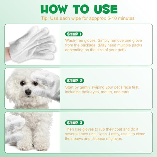 CLEANING GLOVES FOR DOG AND CATS,8PCS,CLEANER WIPES FUR PET FOR EARS, FACE, PAWS, COAT AND SKIN,NOURISH FUR COCONUT OIL GROOMING CLEANER WIPES PET BATHING GLOVES WIPES FOR DAILY CARE AND TRAVELING