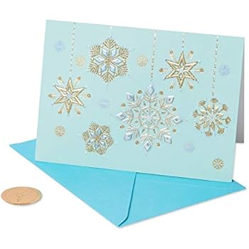 Papyrus Holiday Cards Boxed, Hanging Glitter Snowflakes (12-Count)