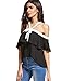 Verdusa Women's Off The Shoulder Short Sleeve Ruffle Halter Blouse Shirt Top Black L