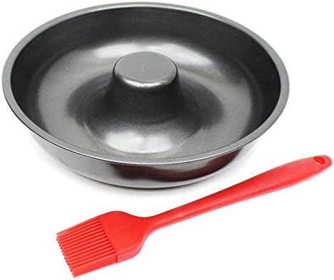 Giant Donut Cake Pan (3-Piece Set) Non-Stick Baking Cookware | Dishwasher Safe Carbon Steel Donut Pan | Pastry and Treats | Includes Silicone Pastry Brush &amp; Recipe eBook