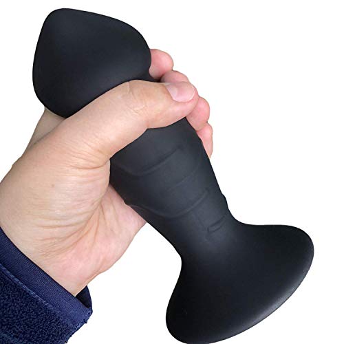 Carlos Foushee Waterproof Medical Silicone Waterproof 10 Speeds Vibrating Big Thick Anal Plug with Stable Suction Cup Anal Butt Vibrator Sex Toy,Black