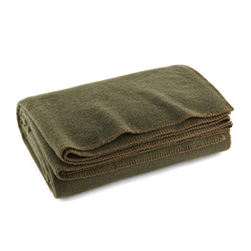 EverOne Olive Drab 80% Wool Fire Retardant Blanket – 66″x90″