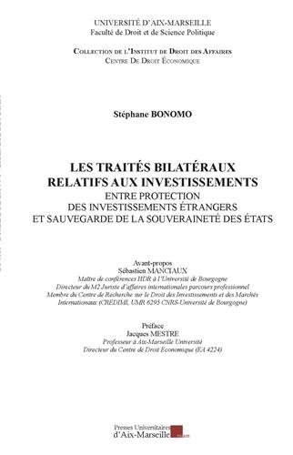 Les  traités bilatéraux relatifs aux investissements