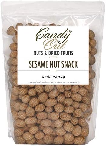 CandyOut Sesame Seeds Coated Peanuts 2 Pound Peanut Snack in Resealable Bag