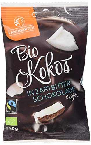 Landgarten | Veganer Bio Kokos in Zartbitter-Schokolade |1er Pack (50 g)