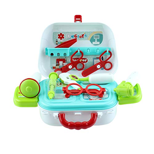 Karooch 15pcs Pretend Play Simulation Medical Equipment Shoulder Bag Set Mini Playset Dollhouse Children Doctor Role Play Toy for Kids Girls and Boys