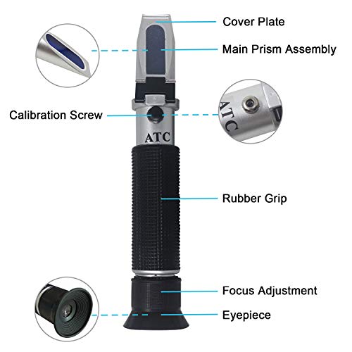 KETOTEK High Proof Alcohol Refractometer, ATC Alcohol Refractometer with 0-80% Alcohol Measurement Range for Liquor and Spirits. High Accuracy ±1% Alcohol Refractometer for Whiskey, Brandy, Vodka, etc - Thumbnail 2