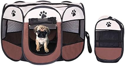 Parc Pliable à Chiots Chien Chaton Chat Lapin Enclos Facile à Installer Parfait Pour Chiens Jouer Dans La Jardin Taille Disponnible 737343cm Brun