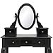 Best Choice Products Bedroom Vanity Hair Dressing Table Set for Makeup, Cosmetics, Beauty w/Adjustable Oval Mirror, Padded Stool Seat, 5 Drawer Storage Organizers - Black