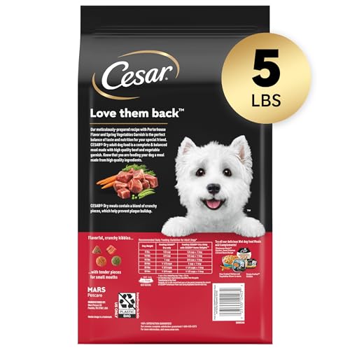 CESAR SMALL BREED DRY DOG FOOD PORTERHOUSE FLAVOR AND SPRING VEGETABLES GARNISH, 5 LB. BAG