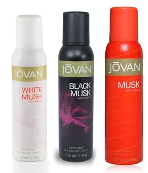 Jovan Combo Offer Deodorant Spray Black Musk+Musk+White Musk 150 Ml Each For Women