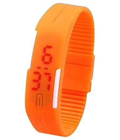 Pappi Boss Unisex Silicone Orange Digital Led Bracelet Band Watch for Boys, Girls & Kids- Combo Offer