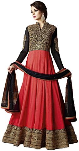 Royal Heaven Red Raw Silk Fabric Heavy Embroidered Designer Long Anarkali Salwar Suit