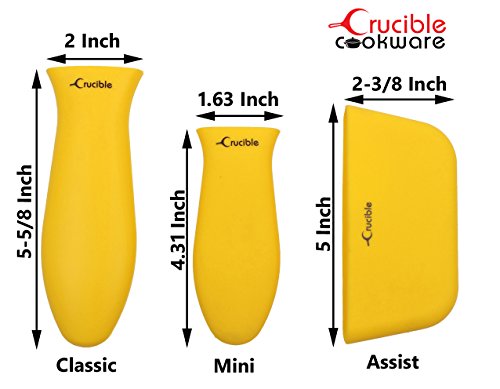 Silicone Hot Handle Pot Holder Mixed Set of 3 For Cast Iron Skillets, Mini Handle, Assist Handle , Handle Cover - Yellow