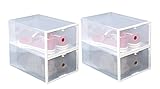 ITIDY Shoe-Boxes-Clear-Plastic,Shoe Box for Women and Men Size, Foldable Stackable Shoe Container, Closet Shelf Shoe Organizer, 4pk, Large Size, Clear with White Frame