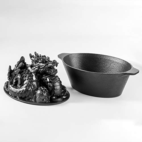 Duracast Ironworks Cast Iron Wood Stove Steamer Dragon Design, XL 3QT